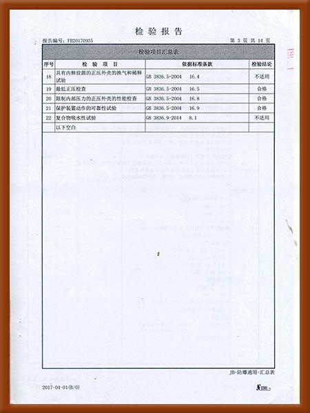 正压型防爆电气控制柜检验报告4